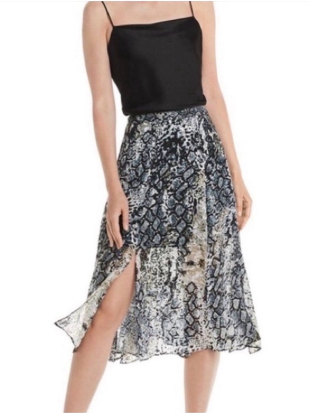 Alice + Olivia Athena Mixed Animal Print Midi Skirt | Flowy A-Line | Size 12